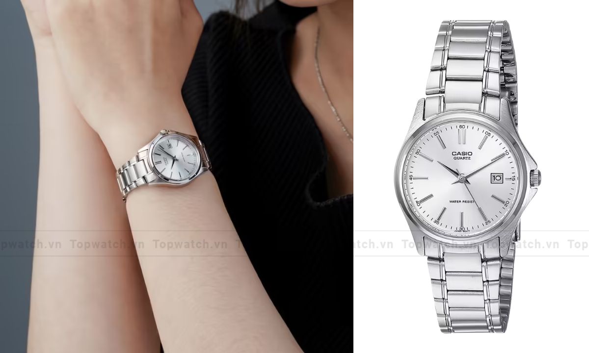 Khám phá 15 mẫu đồng hồ Casio nữ dây kim loại mặt tròn đẹp, thanh lịch Đồng hồ Casio LTP-1183A-7ADF màu bạc