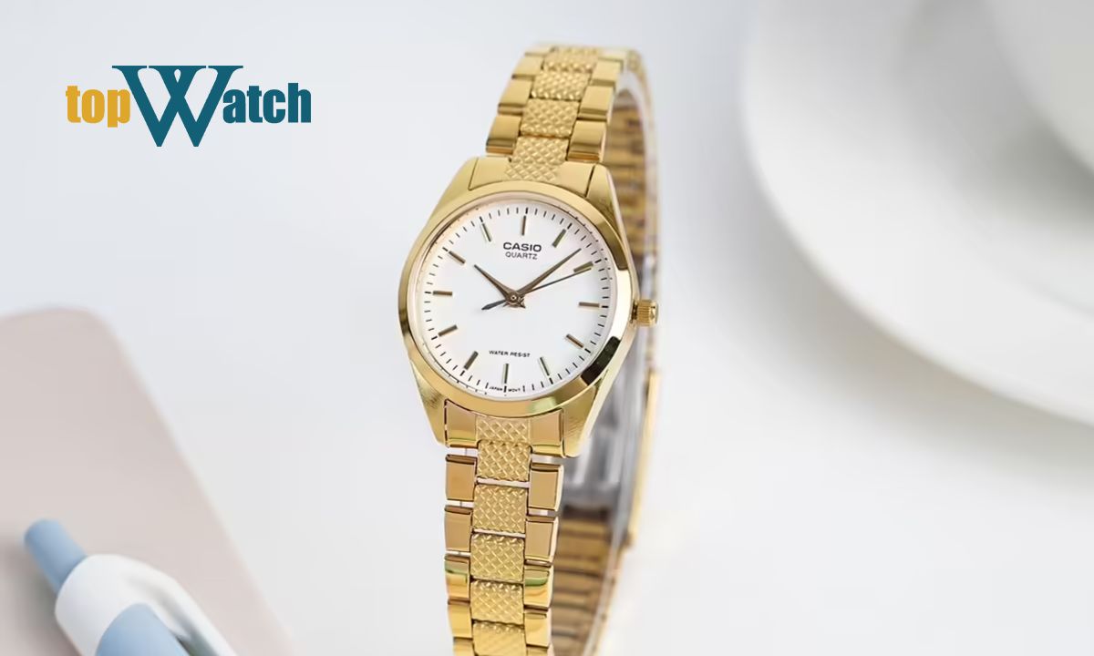 Khám phá 15 mẫu đồng hồ Casio nữ dây kim loại mặt tròn đẹp, thanh lịch Đồng hồ Casio LTP-1274G-7ADF dây kim loại mạ vàng