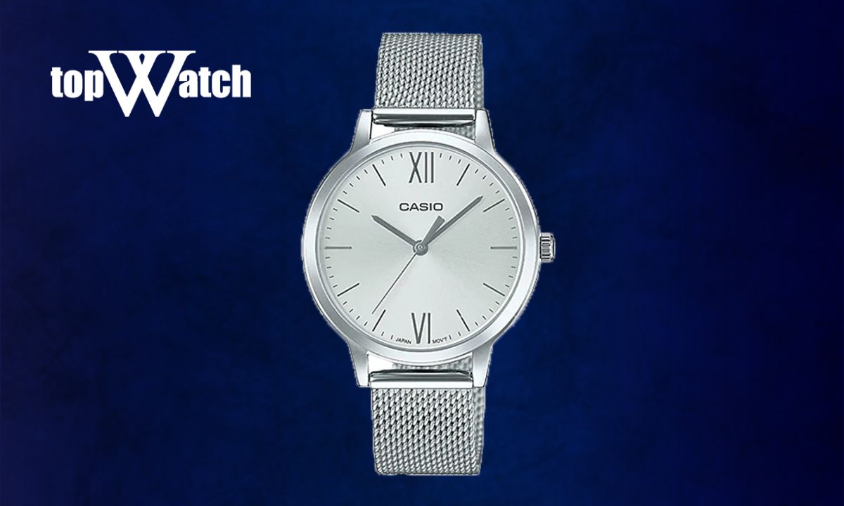 Top 12 mẫu đồng hồ Casio dây kim loại nam nữ bền bỉ Đồng hồ Casio LTP-E157M-7ADF dây mesh