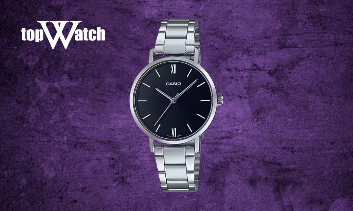 Khám phá 15 mẫu đồng hồ Casio nữ dây kim loại mặt tròn đẹp, thanh lịch Đồng hồ Casio LTP-VT02D-1AUDF mặt số đen