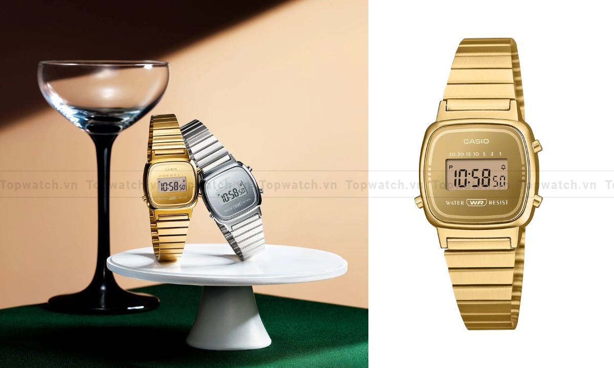 Gợi ý 10 mẫu đồng hồ Casio mặt vuông thiết kế đẹp và bán chạy Đồng hồ Casio Nữ LA670WEGS-9AEF