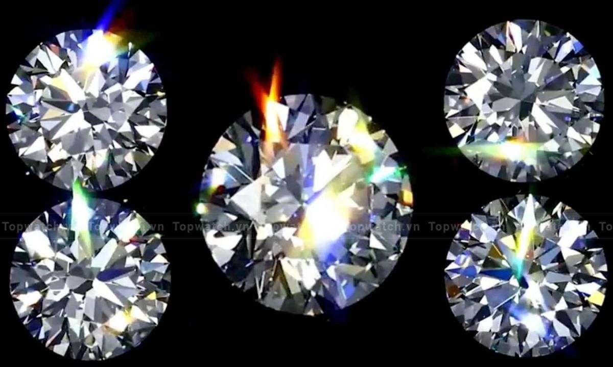 Đá Moissanite tỏa ánh lửa rực rỡ với hiệu ứng tán sắc đa màu